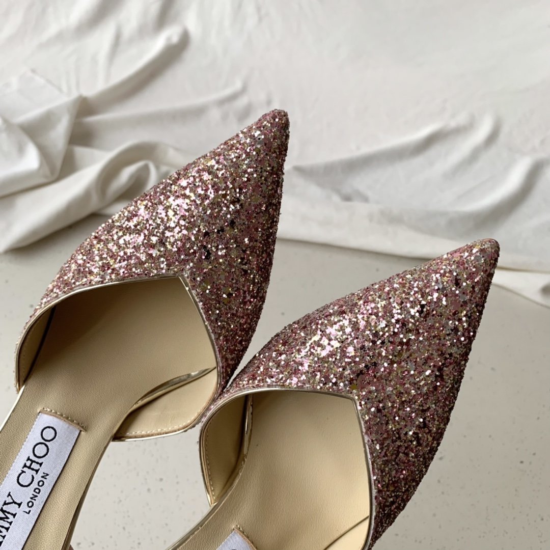 Rose coarse glitter JS pumps
