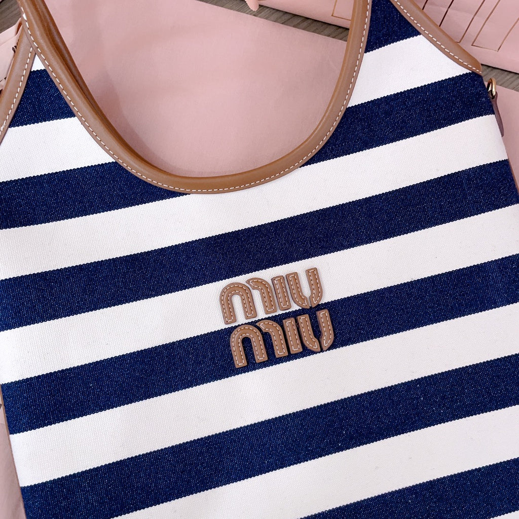 Blue/Beige IVY Canvas & Leather Bag