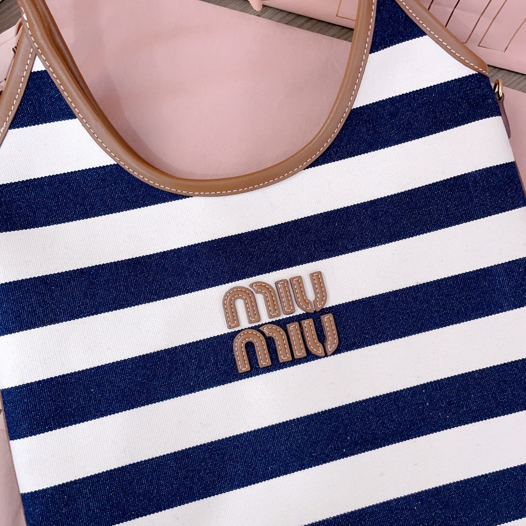 Blue/Beige IVY Canvas & Leather Bag