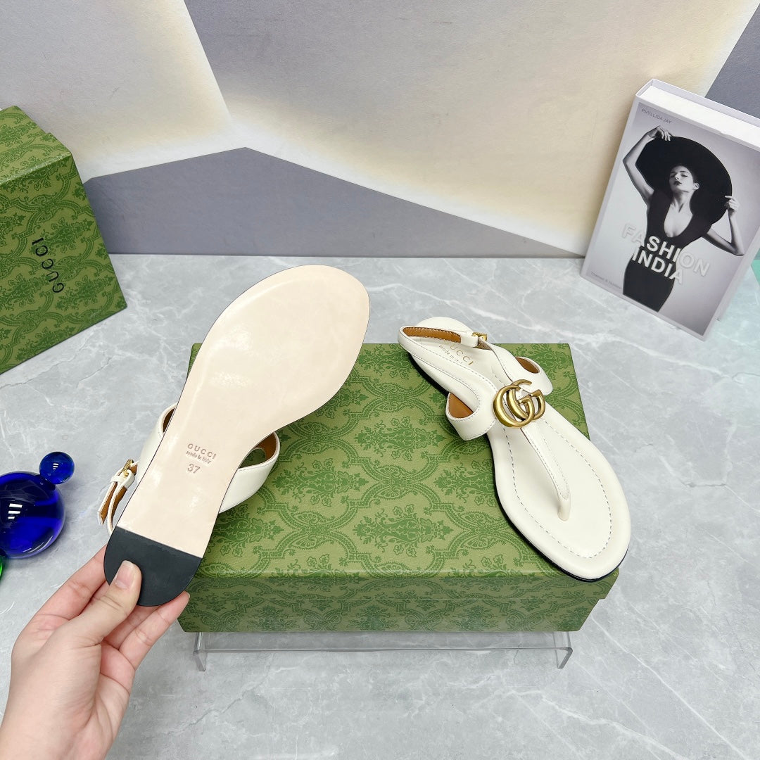 White G Thong Sandal