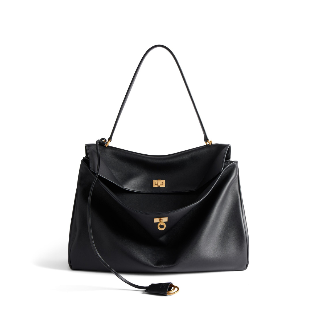 Black BR Large Handbag With Gold Hardware