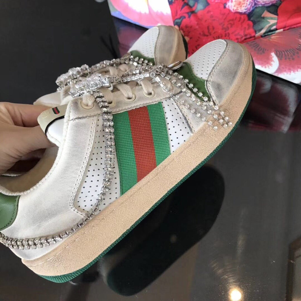 off-white GS canvas-trimmed leather sneakers