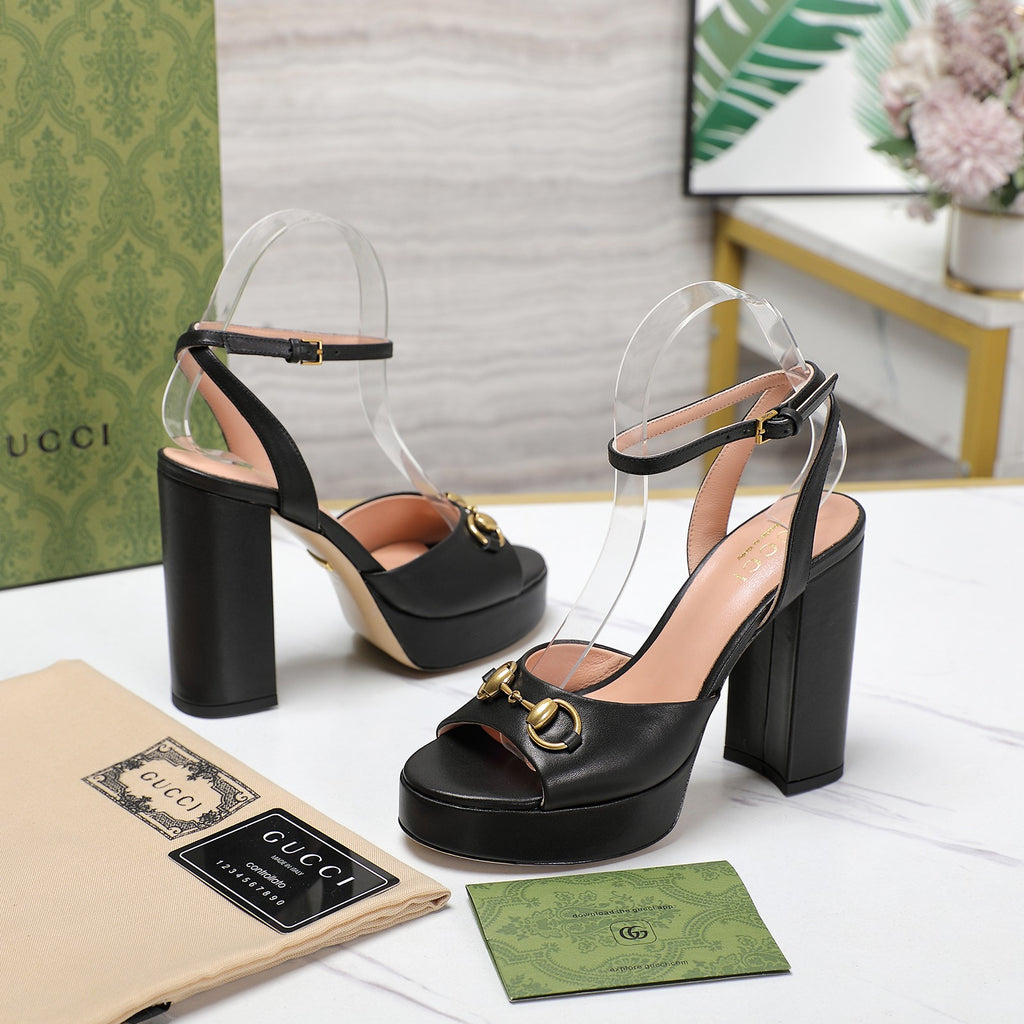 Black Horsebit Platform Sandal