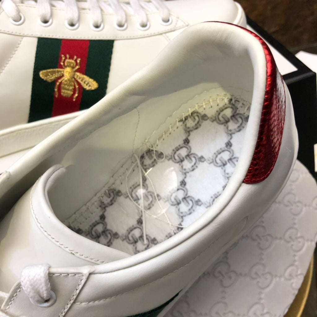 Women's Metallic heel GA embroidered leather sneakers