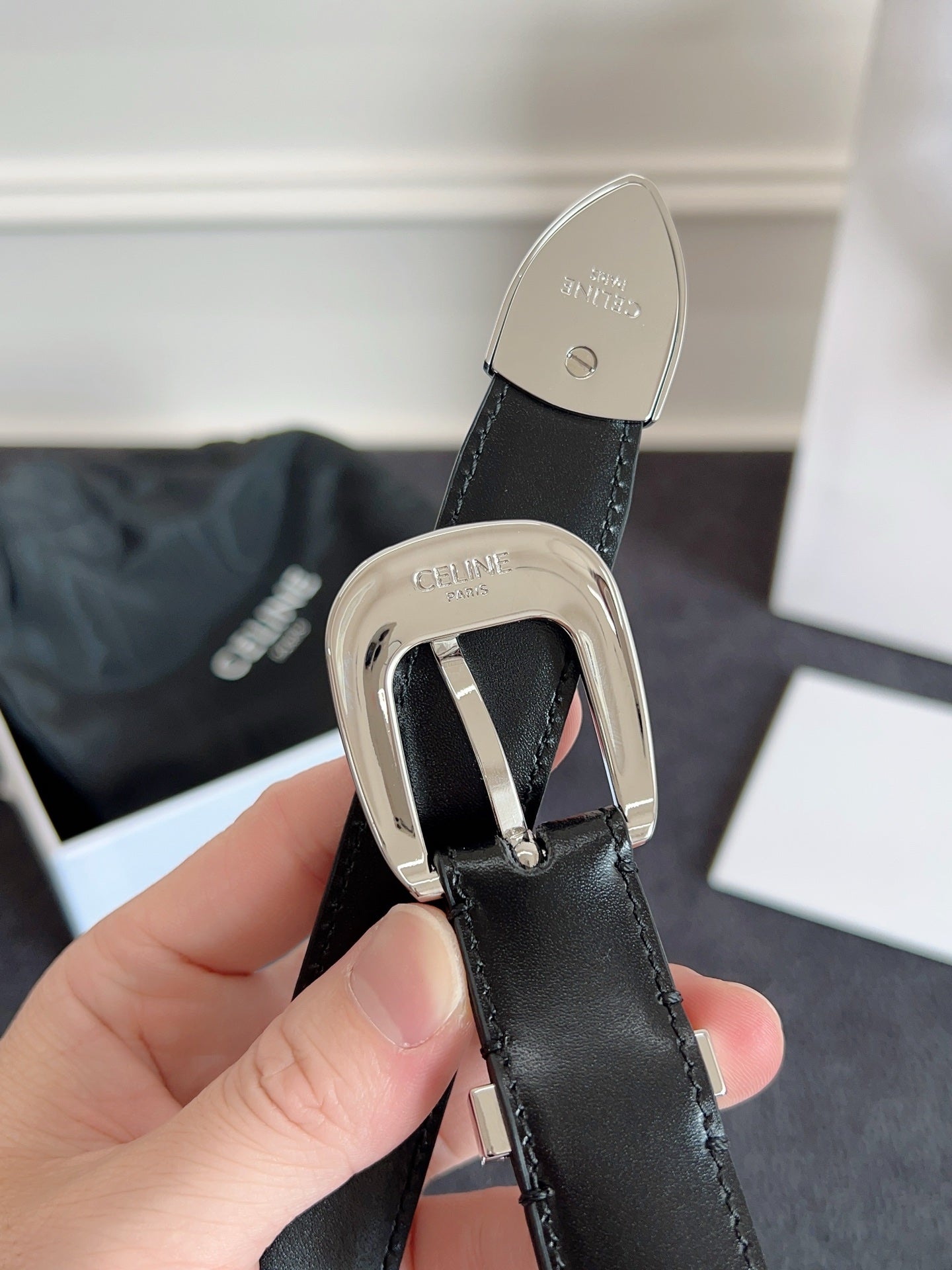 Black Medium Western Belt With Silver Finishing