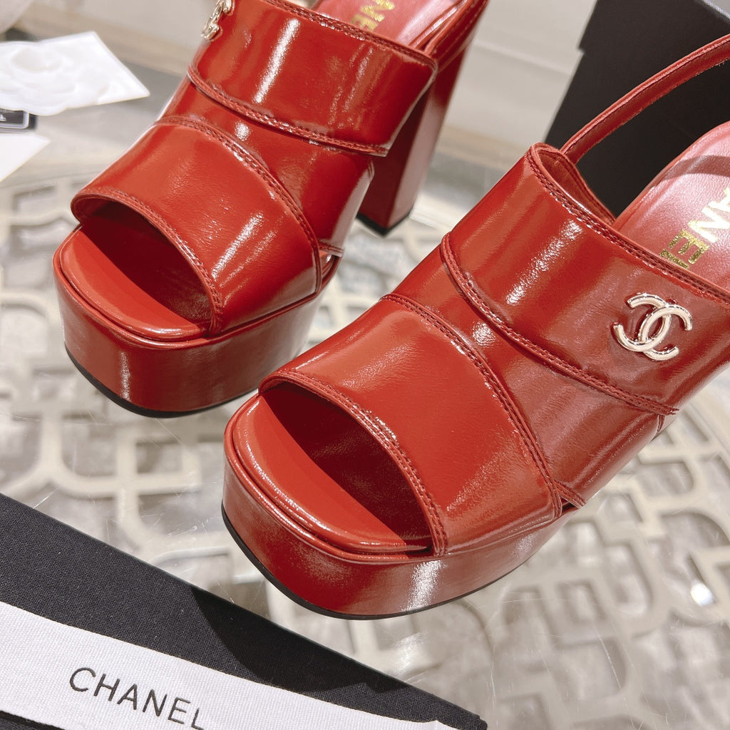 Dark Red C Patent Sandals