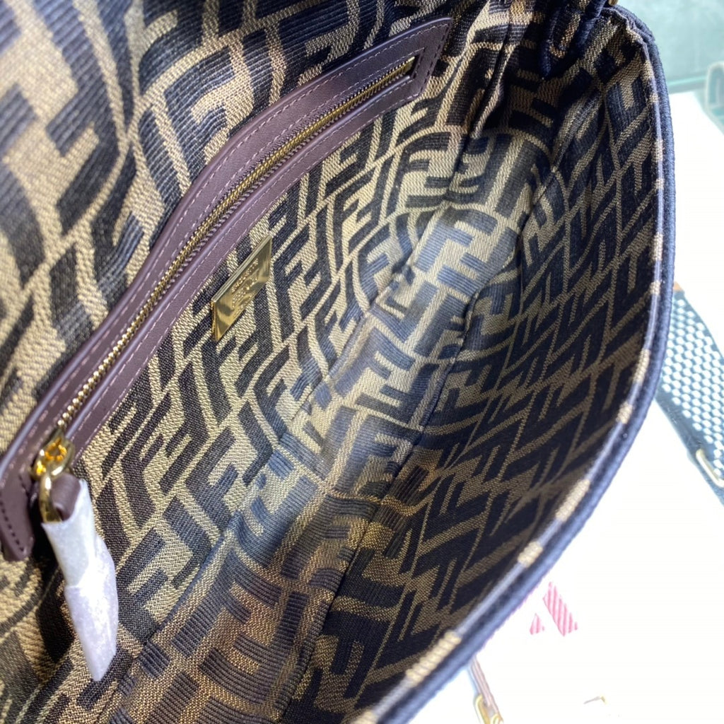 Medium FB brown fabric bag