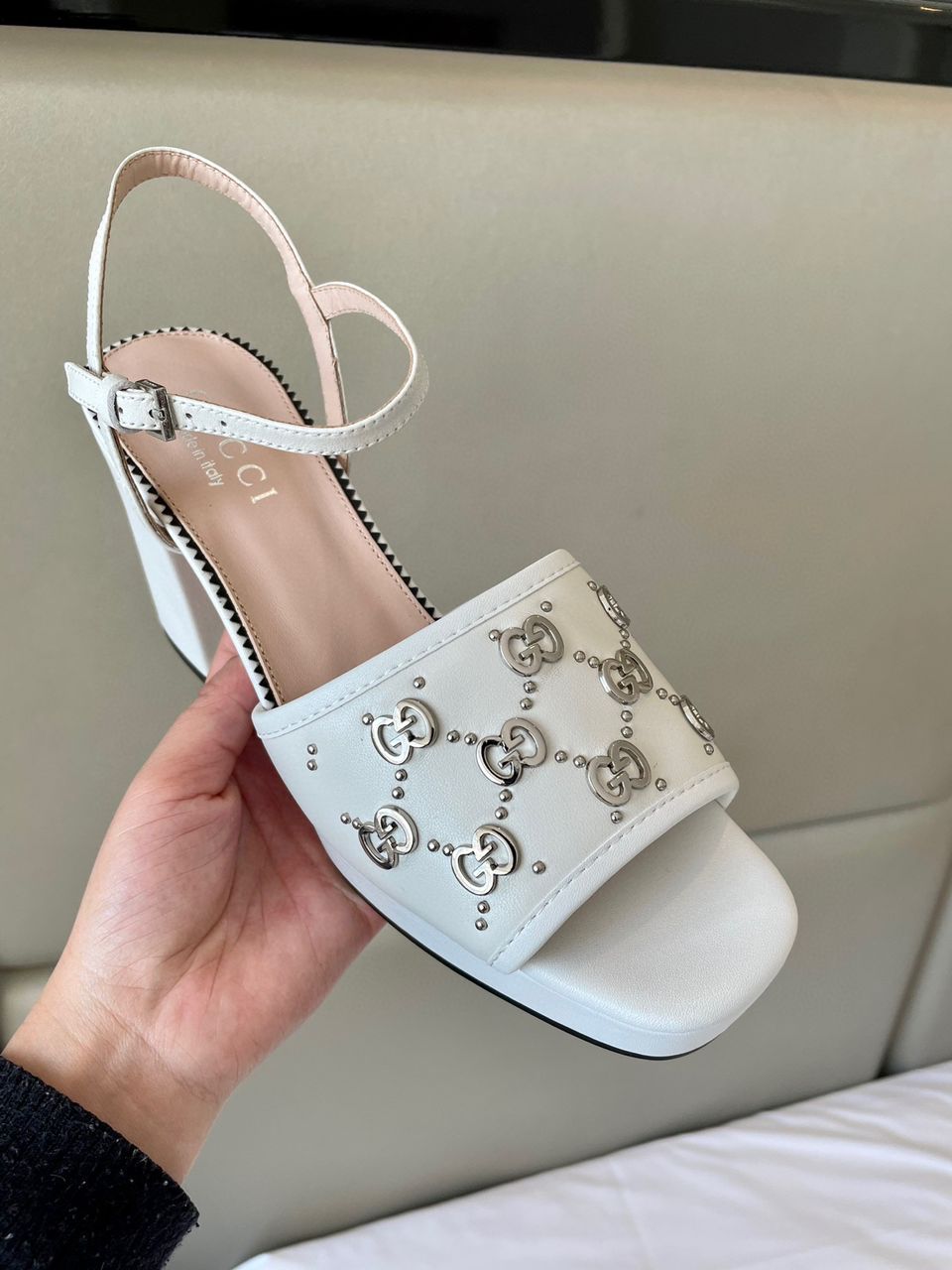White Interlocking studs sandal
