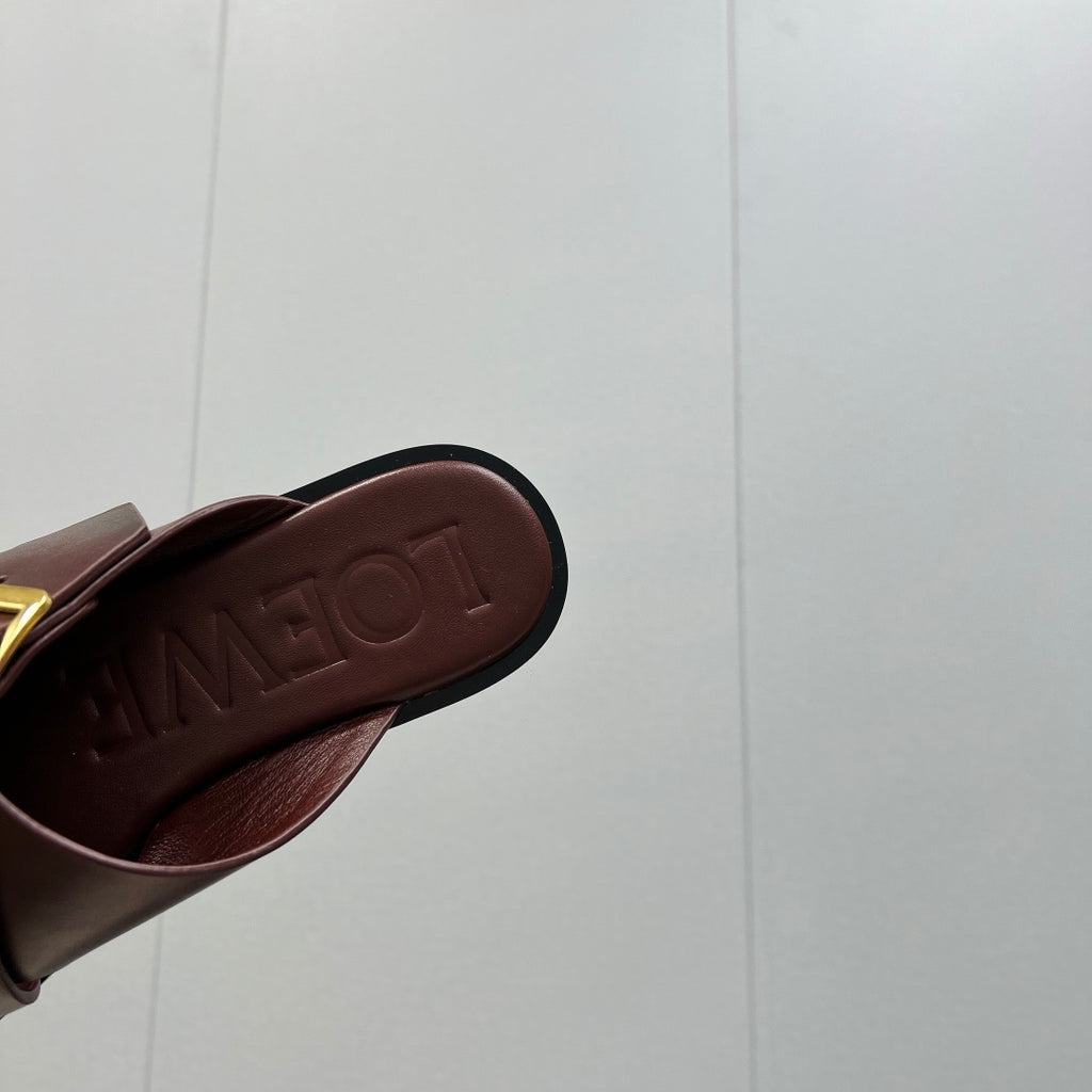 Burgundy Petal Belt Flat Sandal