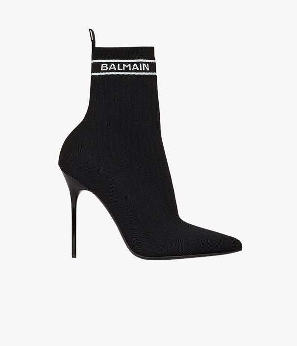 Black & white  BL stretch knit Skye ankle boots