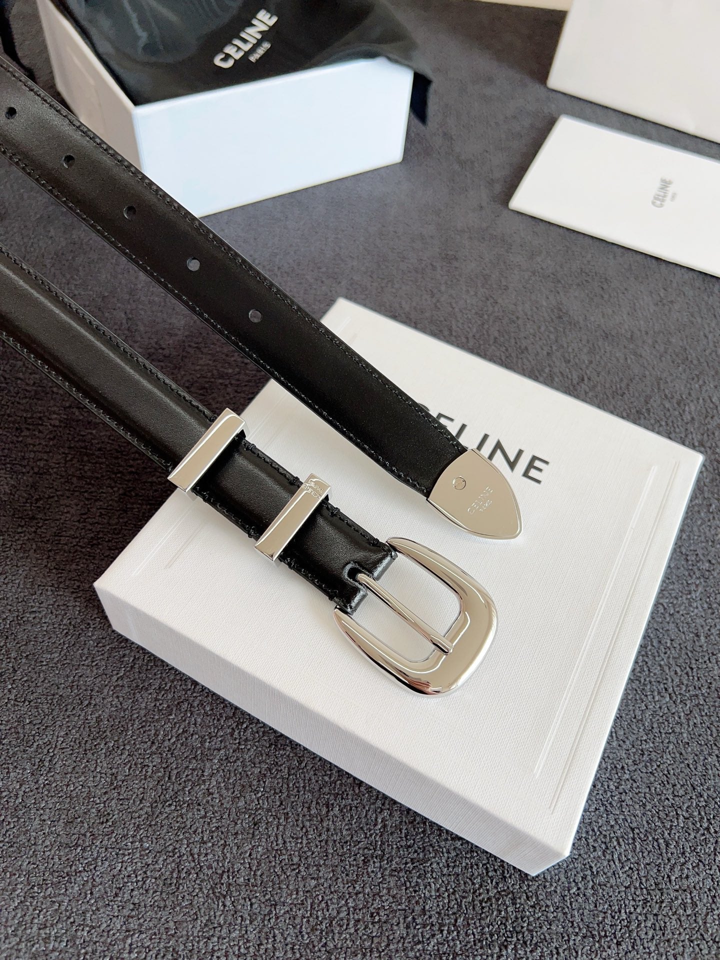 Black Medium Western Belt With Silver Finishing