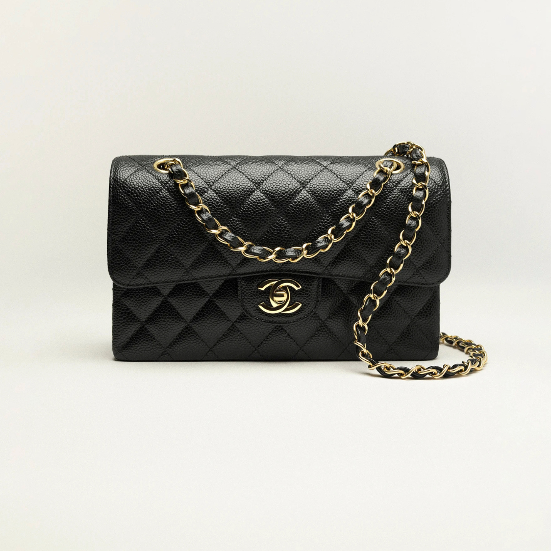 Black Classic Small C In Grained Leather