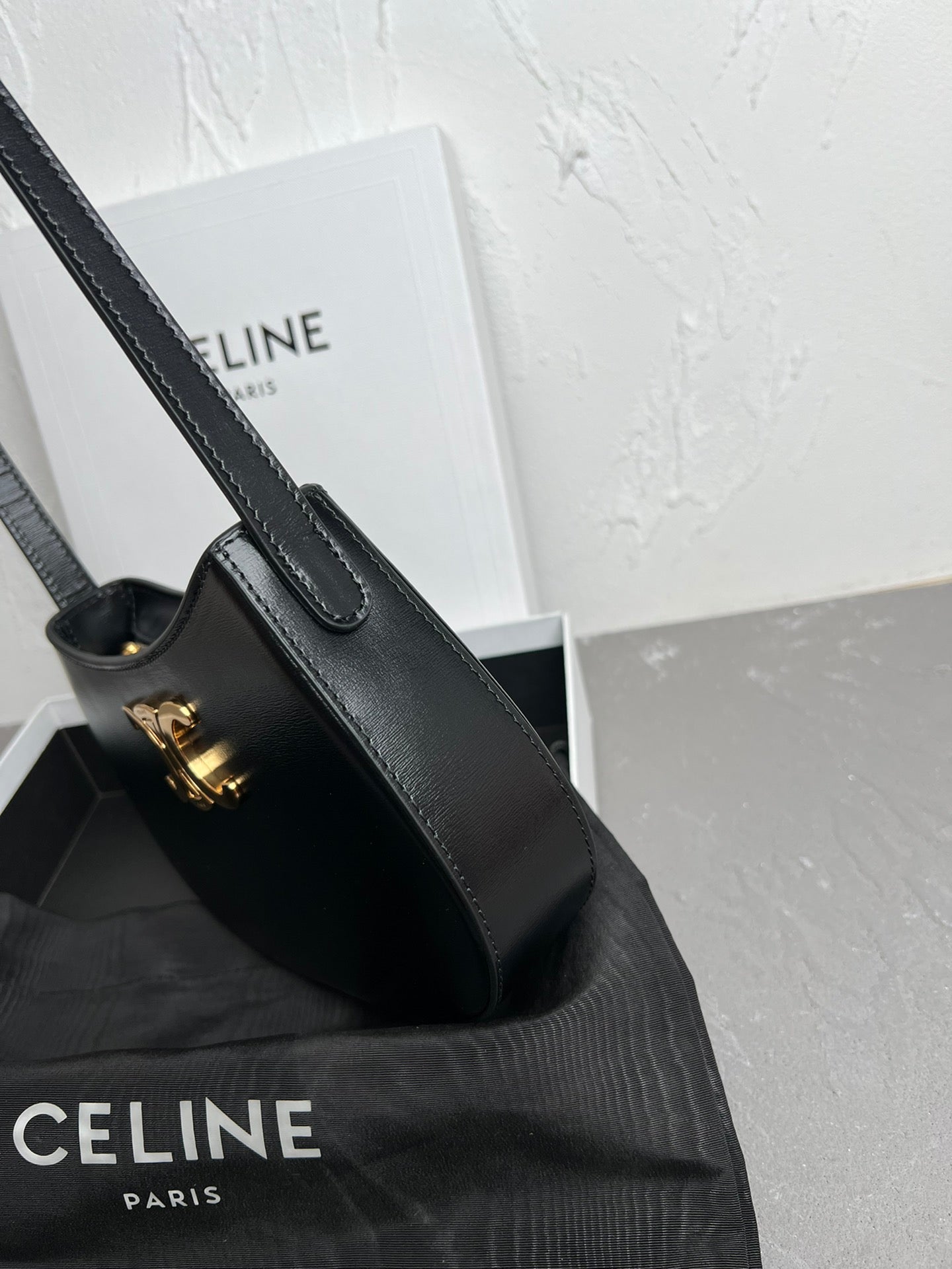 Black Medium CT Bag In Shiny Leather