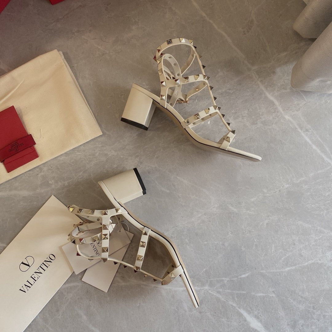 Light ivory VR ankle strap sandal 60 mm