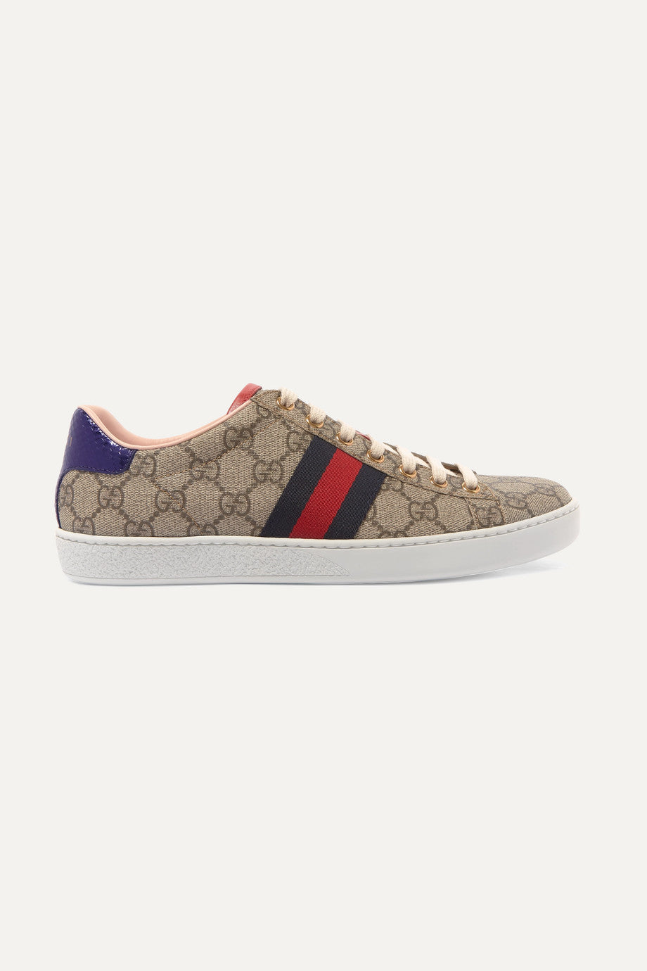 Women's Beige & dark-brown coated-canvas sneakers