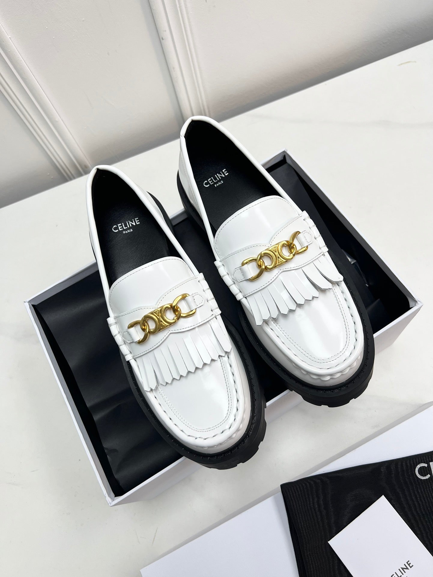 White CM Loafer With Tassels