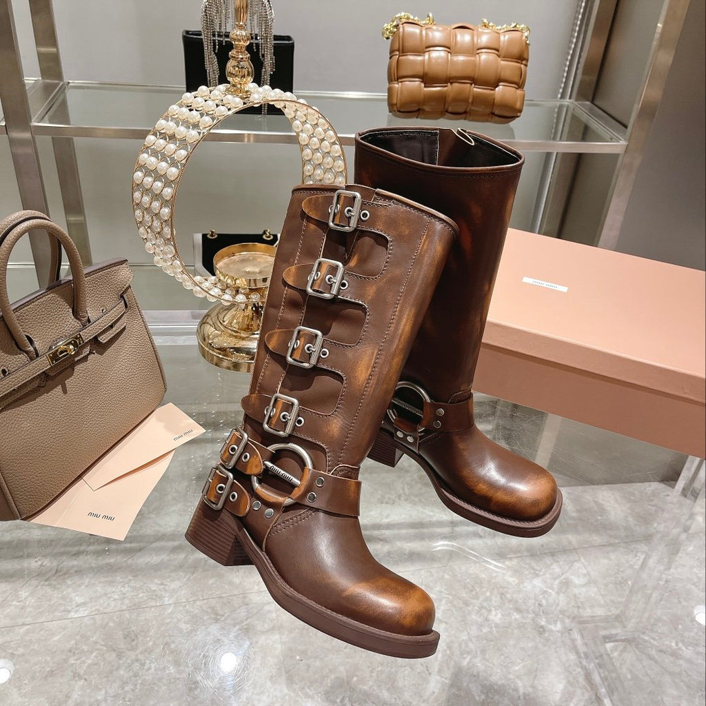 Sienna leather biker boots