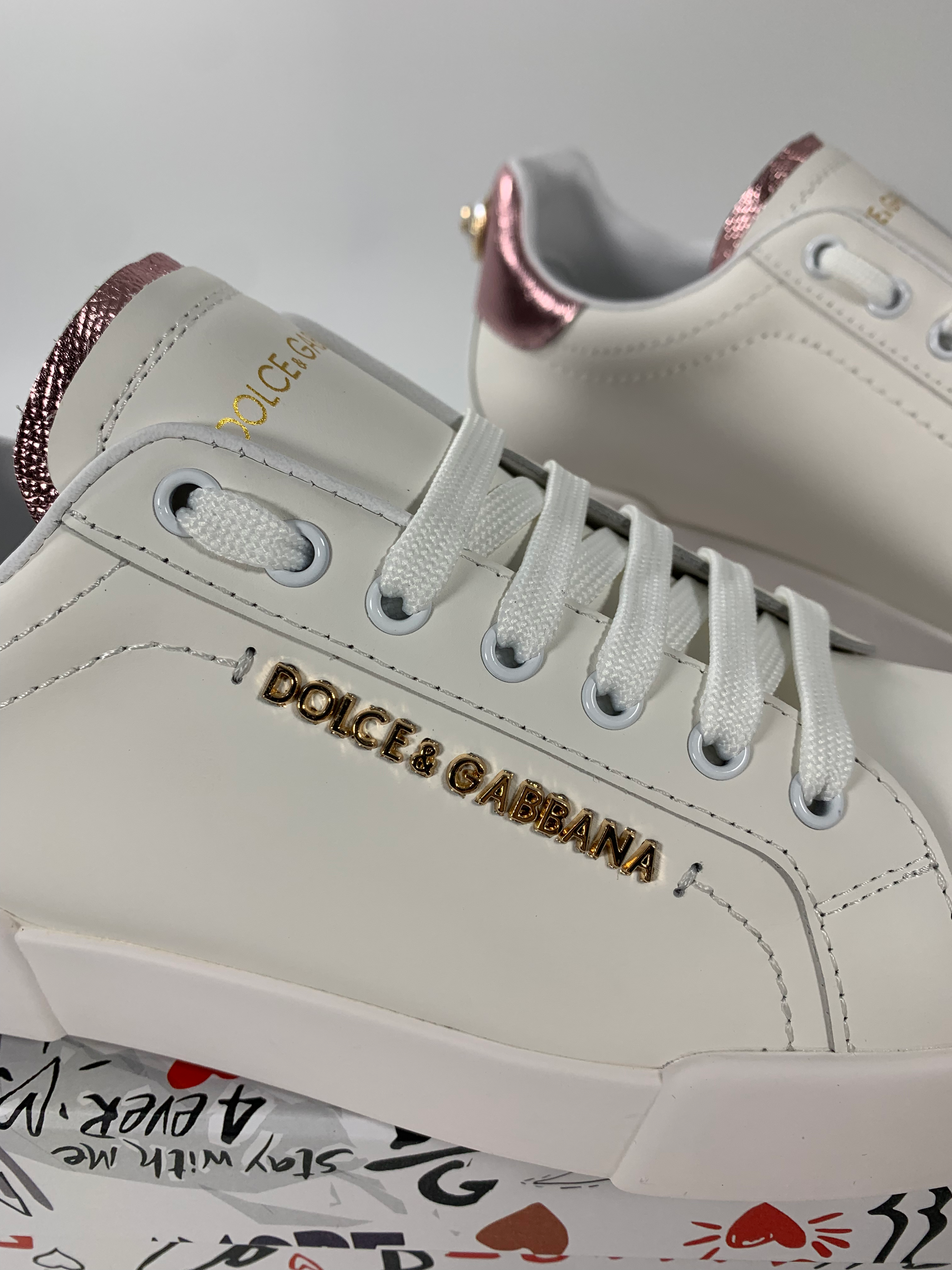 Pink & White DP Sneakers