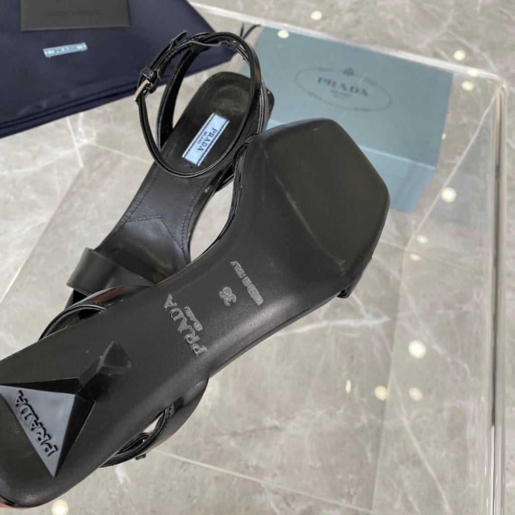 Black PR brushed leather sandals