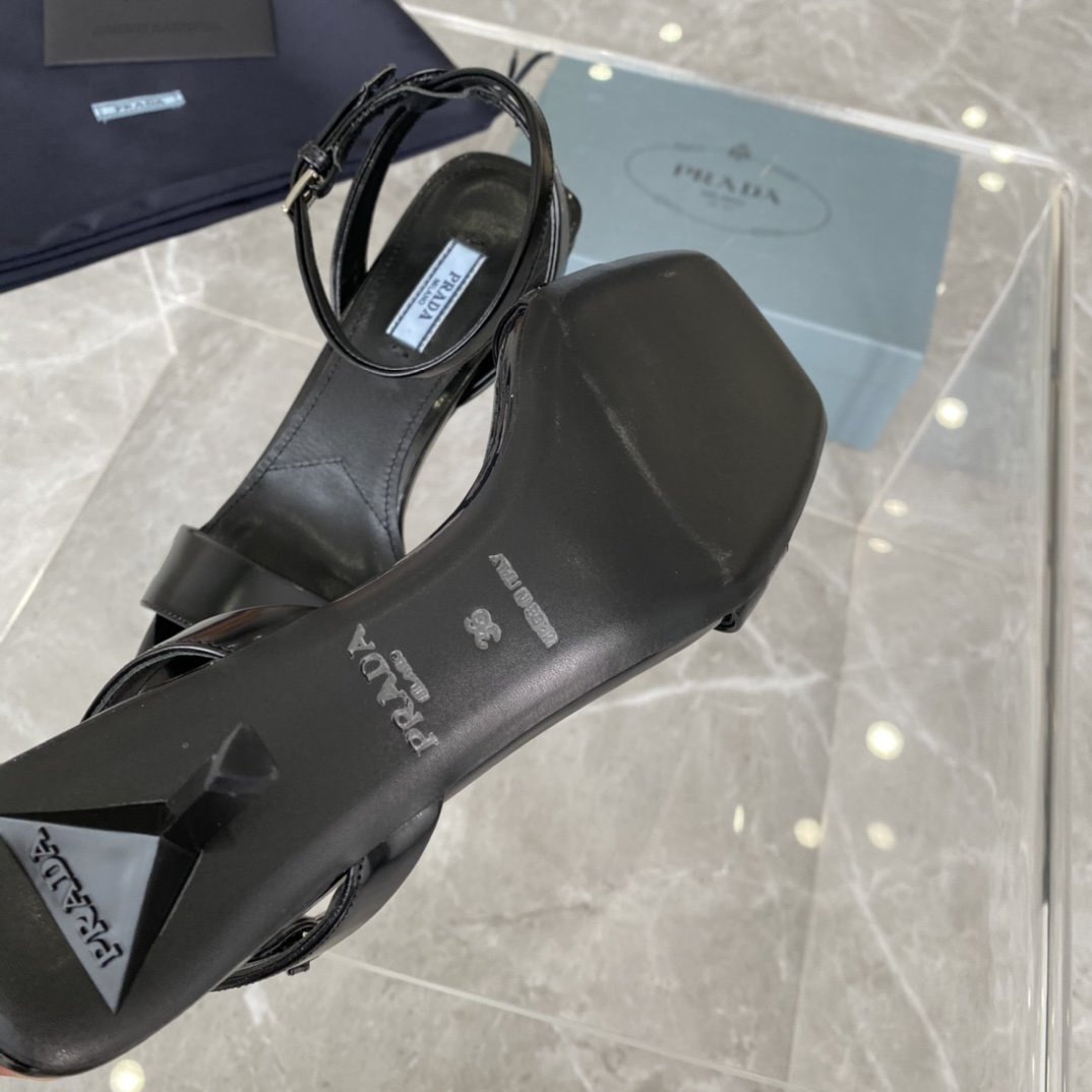 Black PR brushed leather sandals