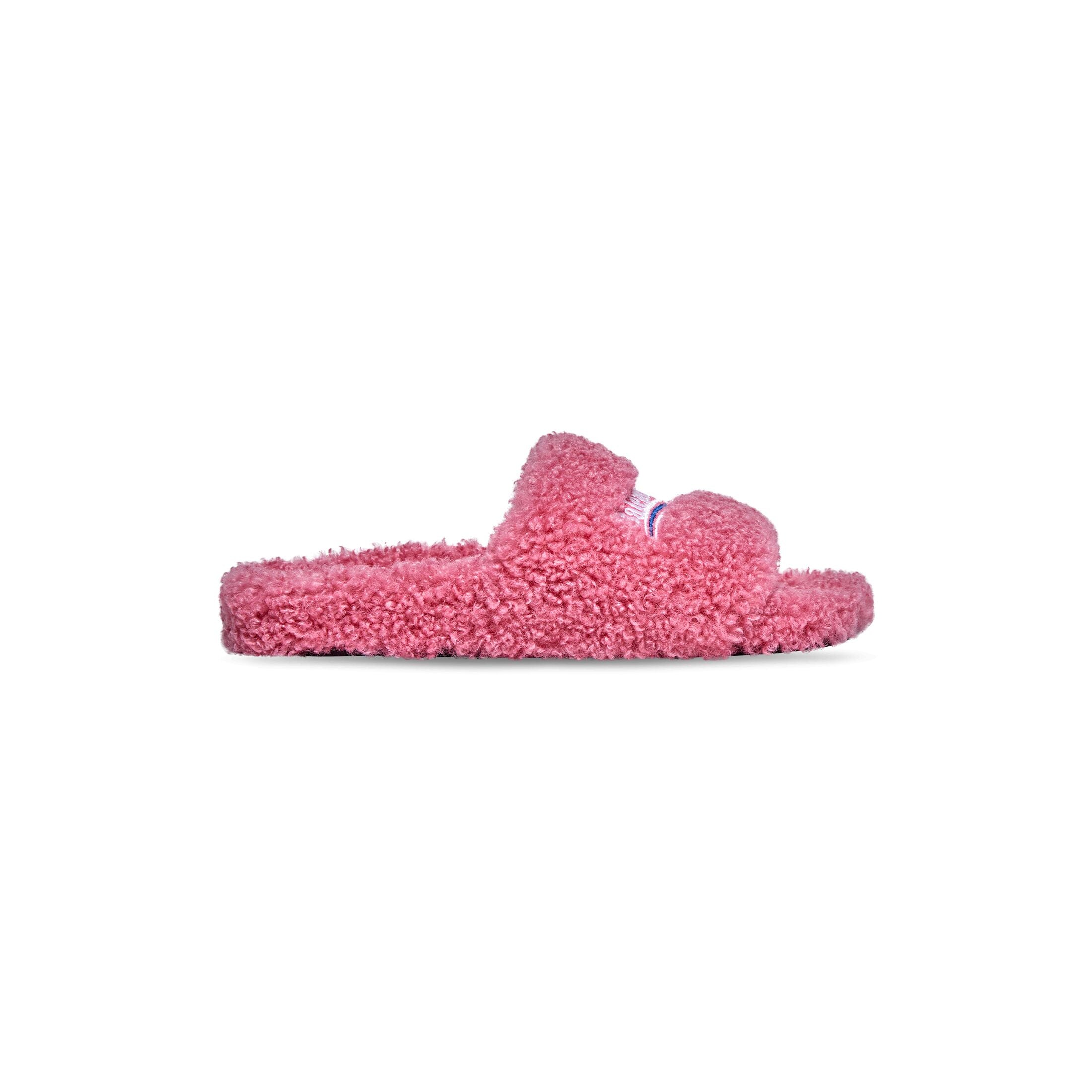 Pink Furry Slides Slip-On Sandals