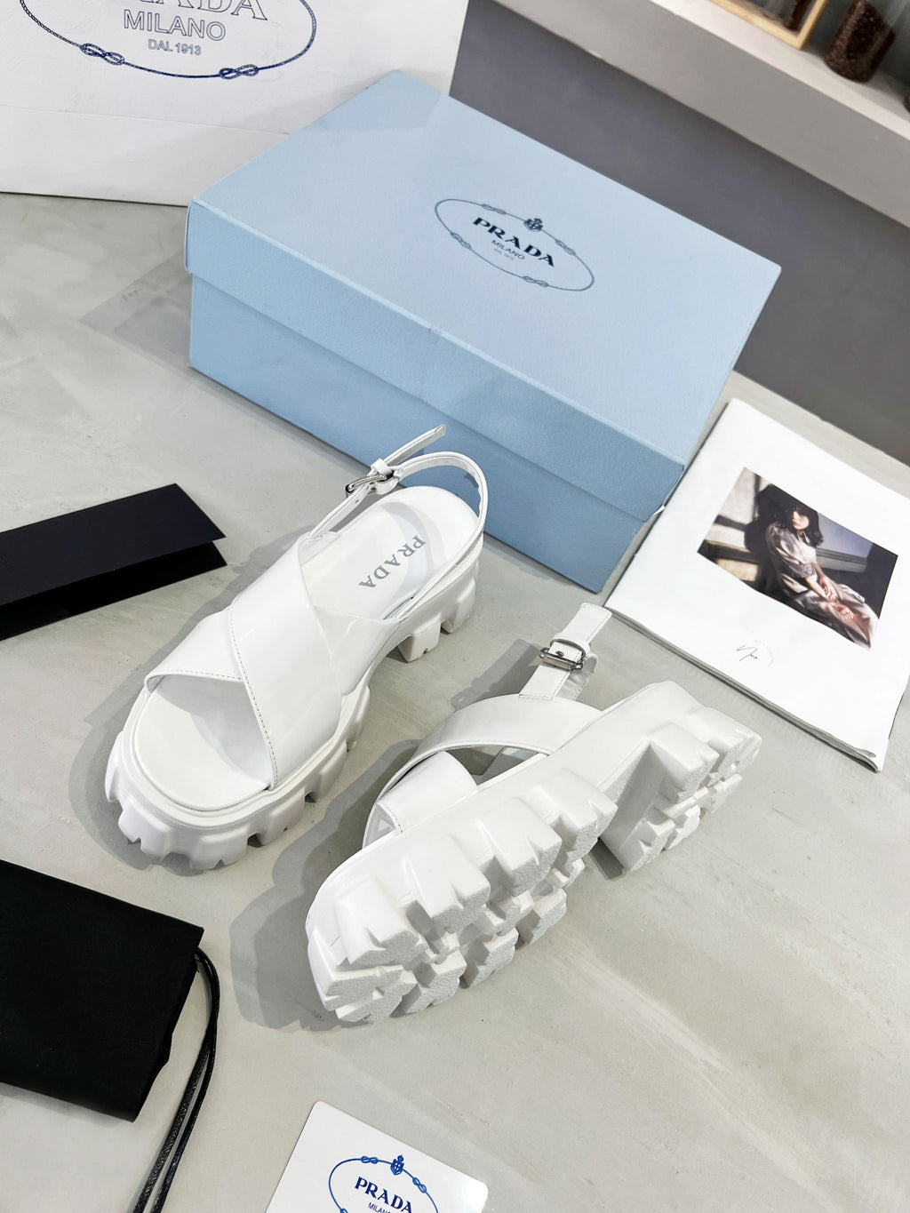 White PM brushed leather sandals