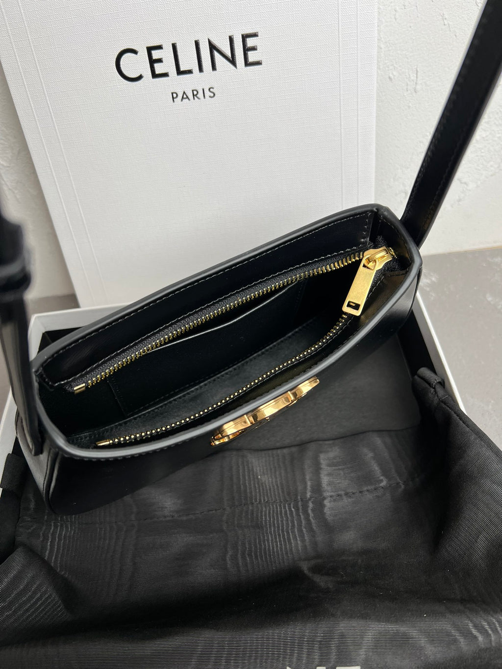 Black Medium CT Bag In Shiny Leather