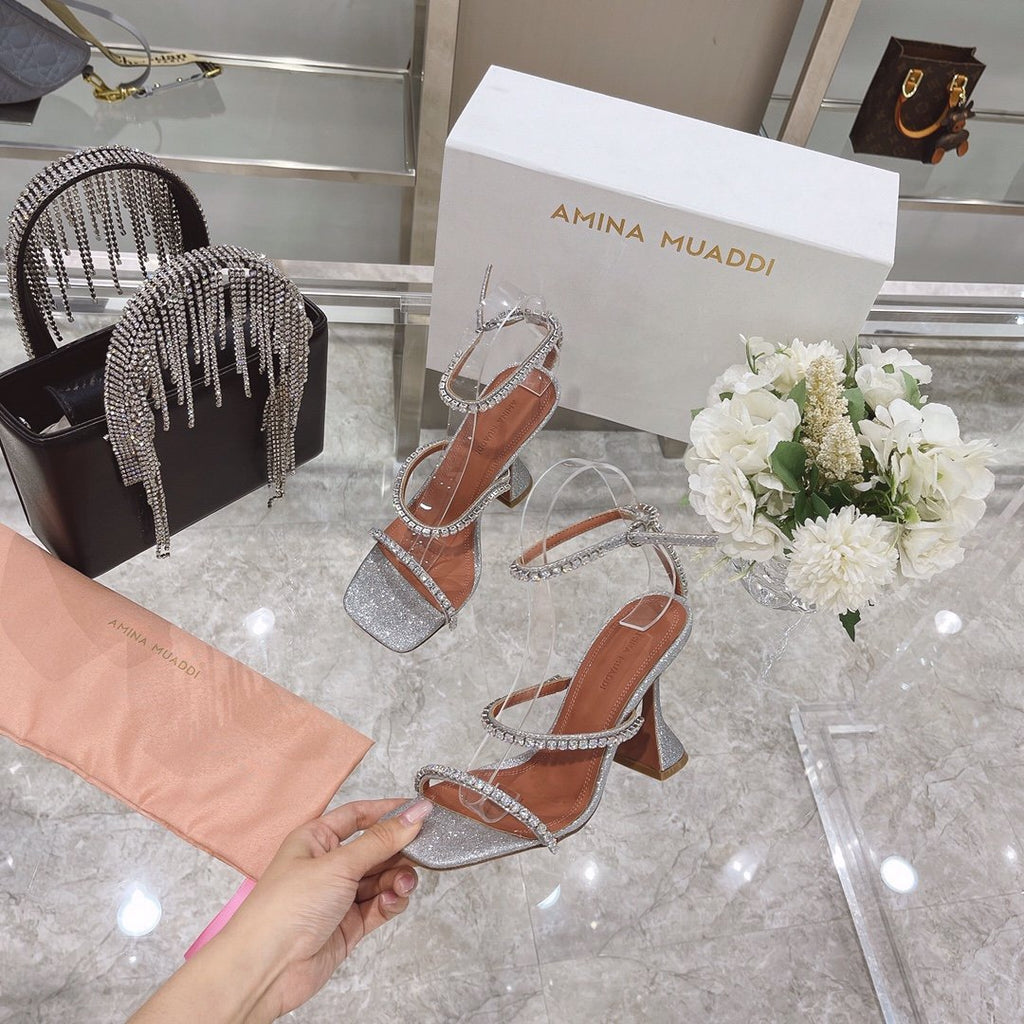 Silver AG embellished glitter sandals