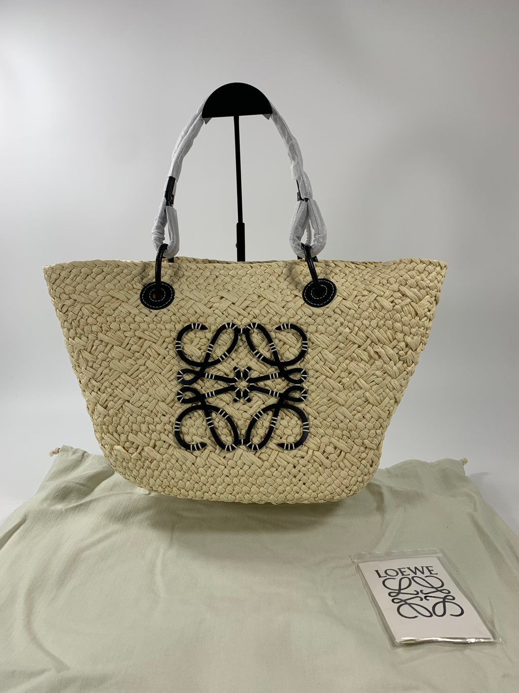 Natural/Black Medium Anagram Basket Bag