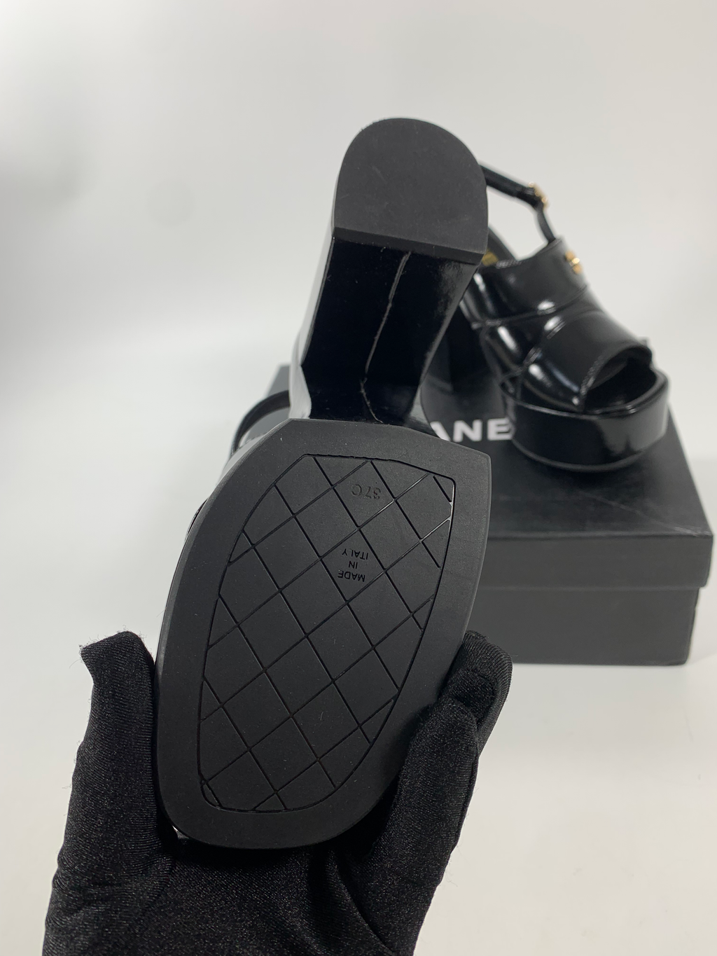 Black C Patent Sandals