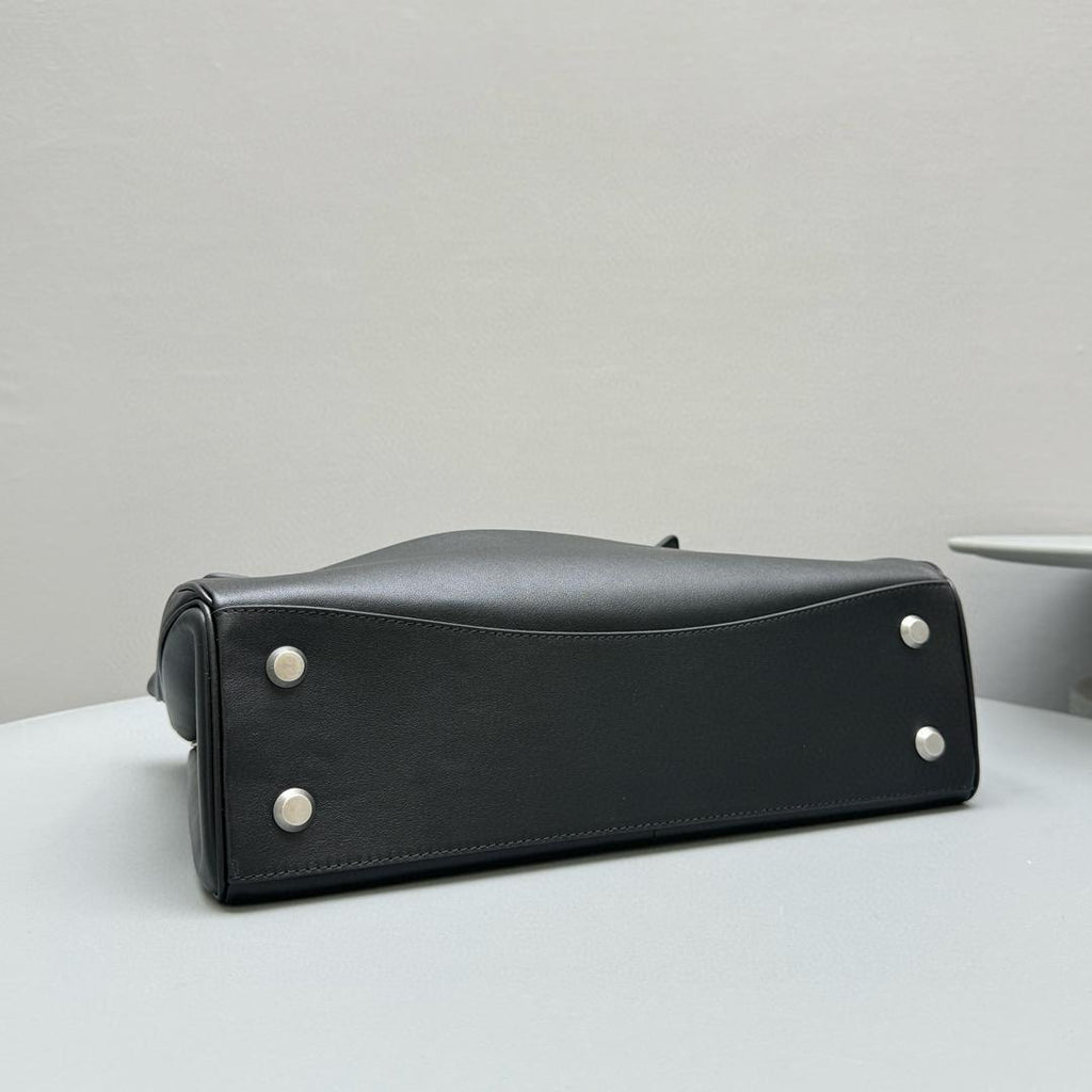 Black BR Medium Handbag With Silver Hardware