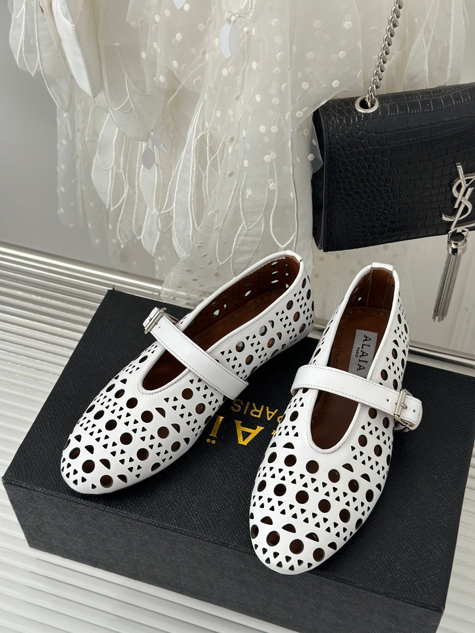 White AV Ballet Flats