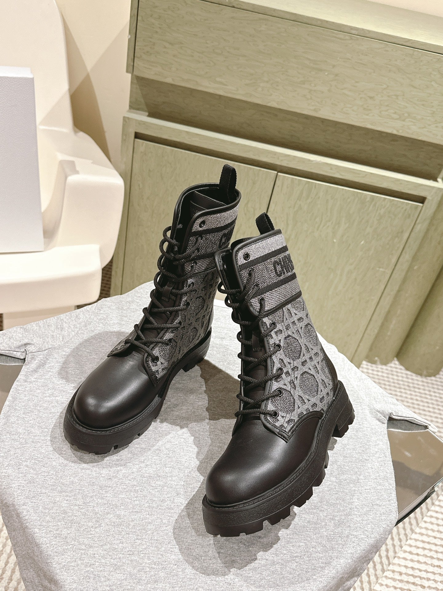 Black & Gray D-Major Ankle Boot