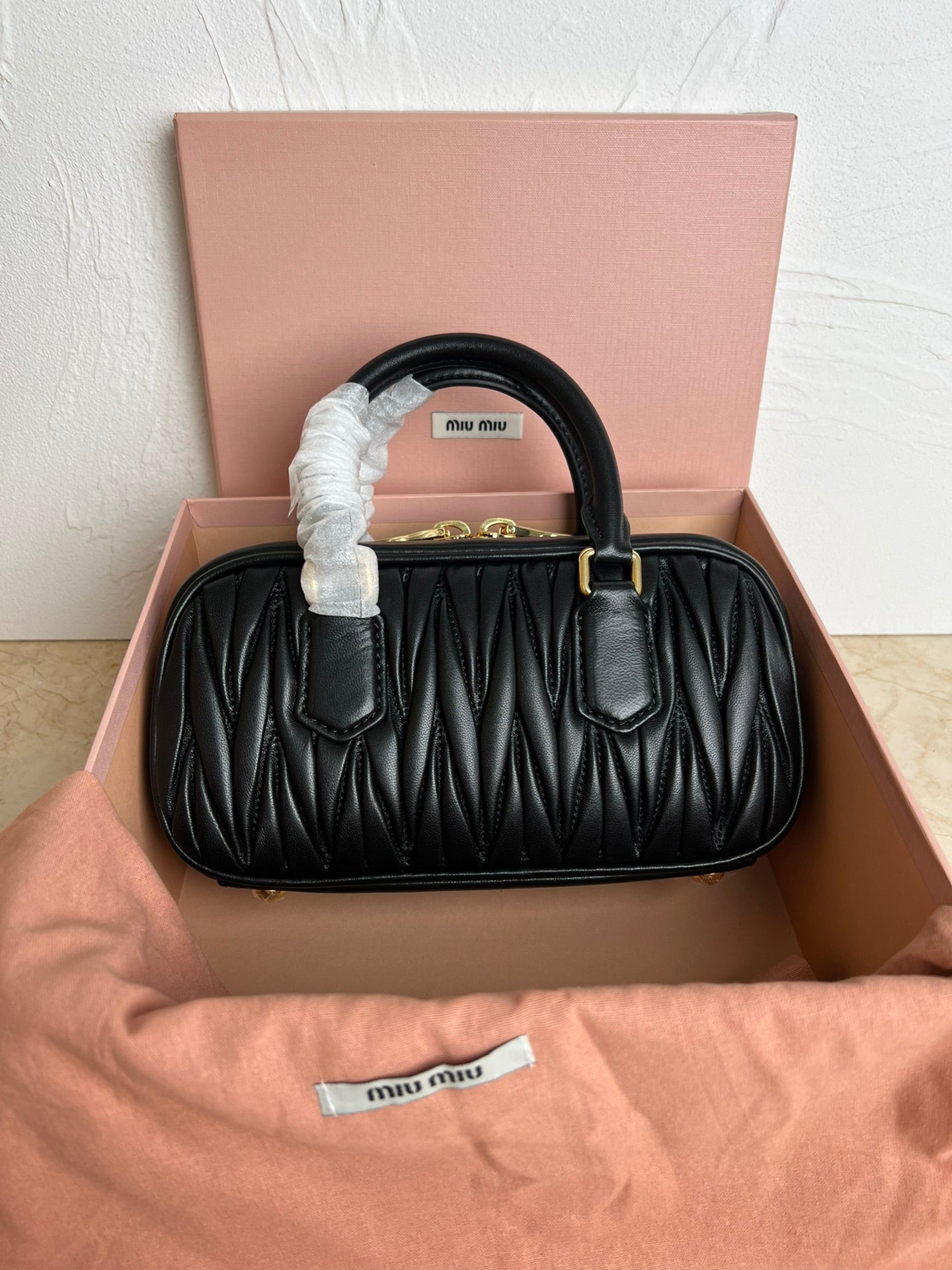 Black Arcadie Matelassé Leather Bag