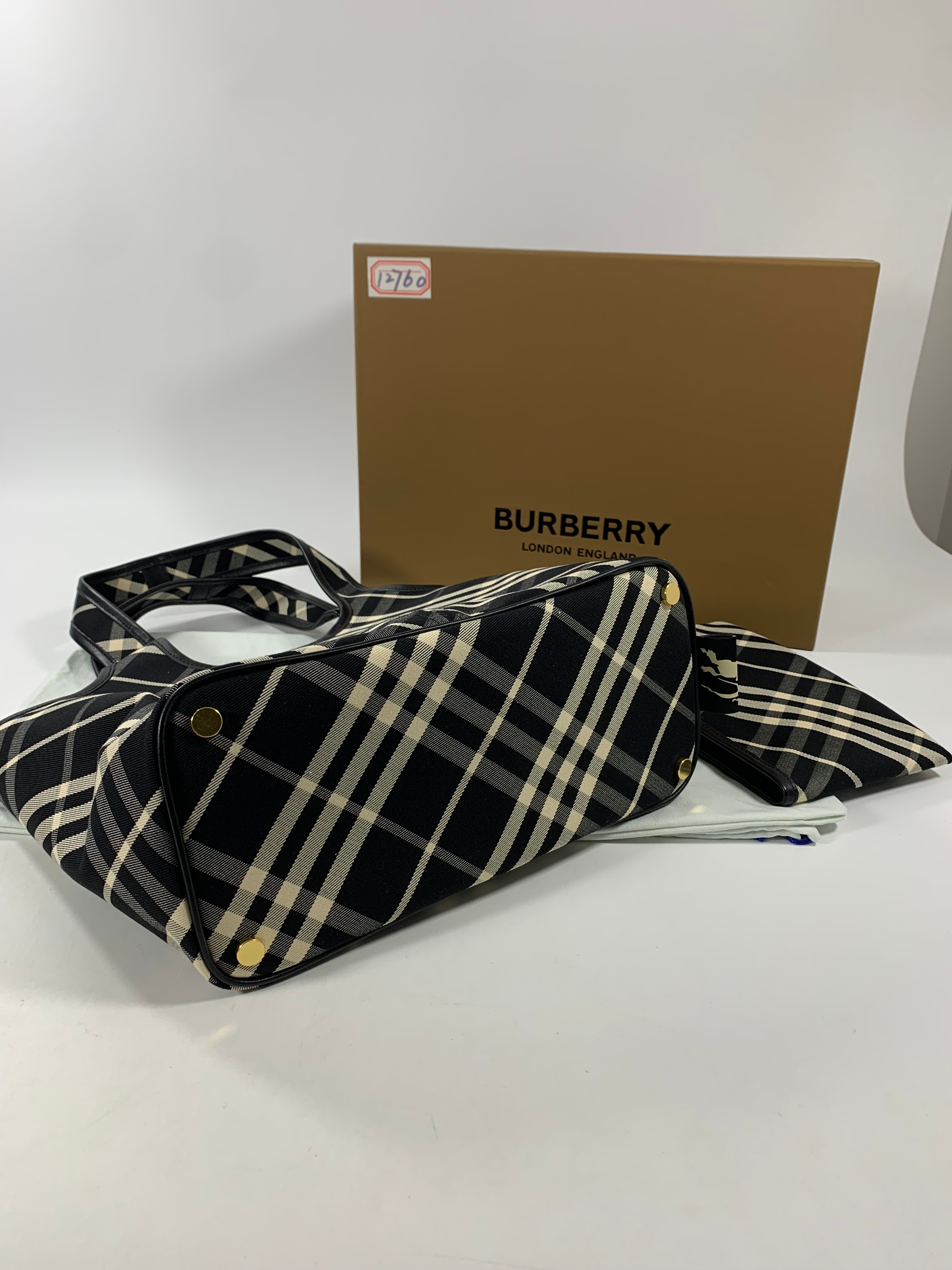 Black Small Check Tote