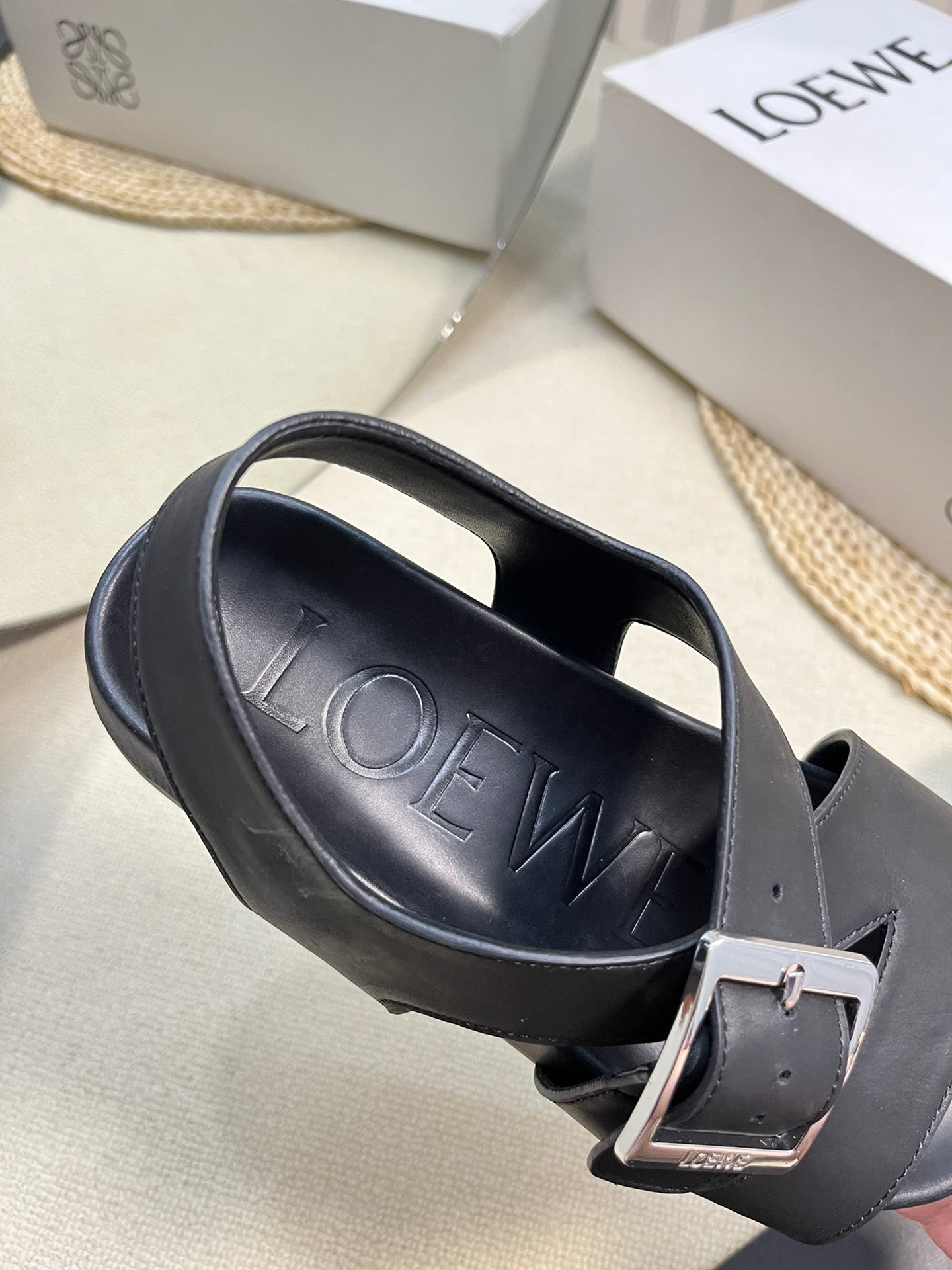 Black LE Buckle Sandal