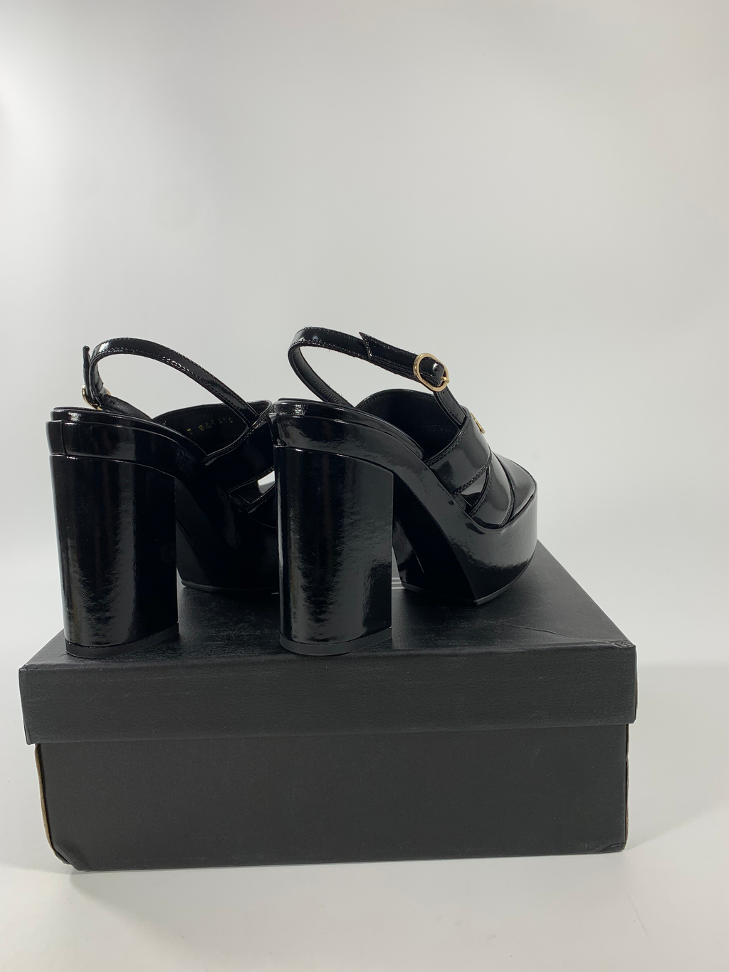 Black C Patent Sandals