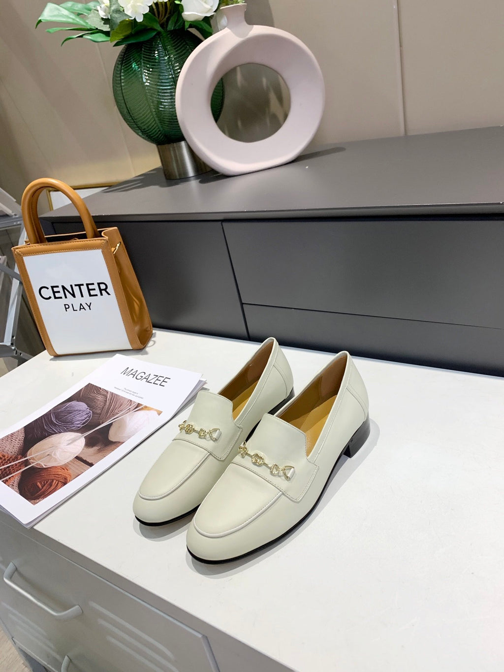 White GH block-heel loafers