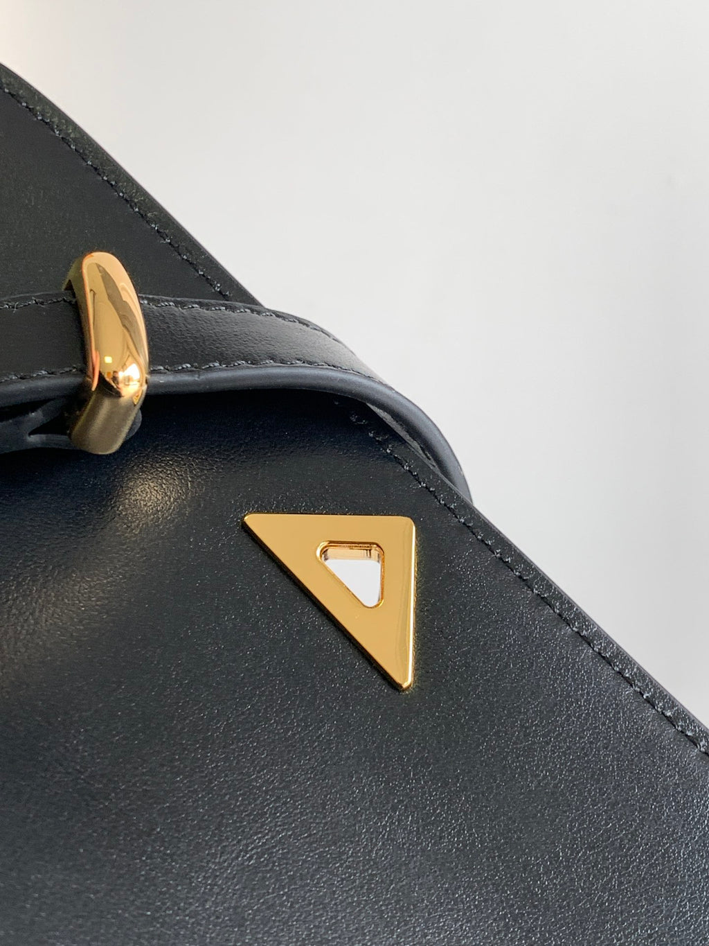 Black P Leather Shoulder Bag