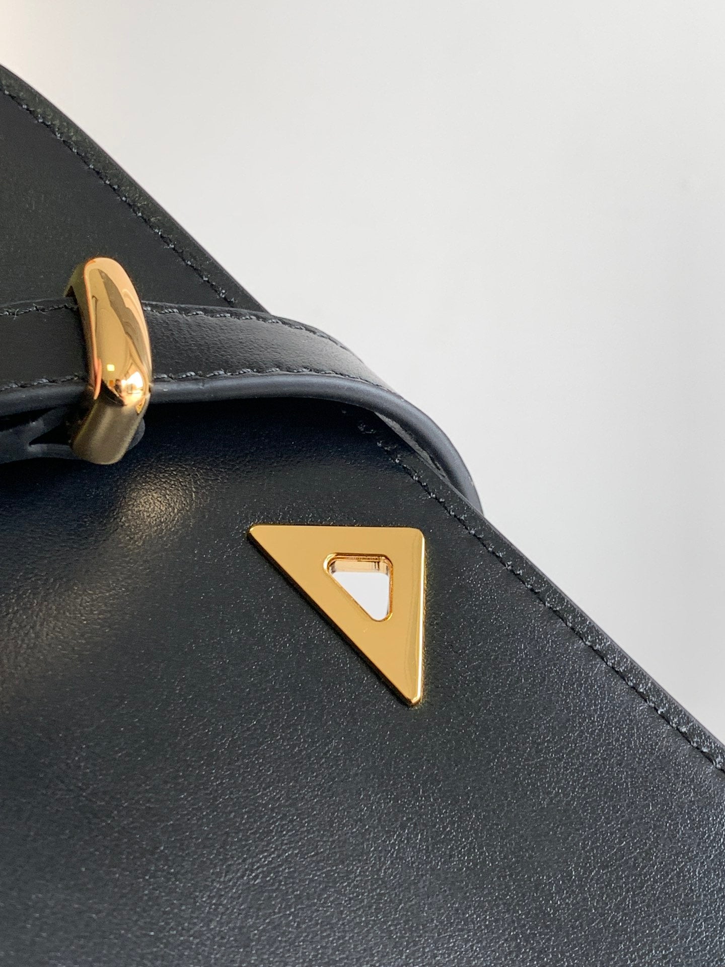 Black P Leather Shoulder Bag