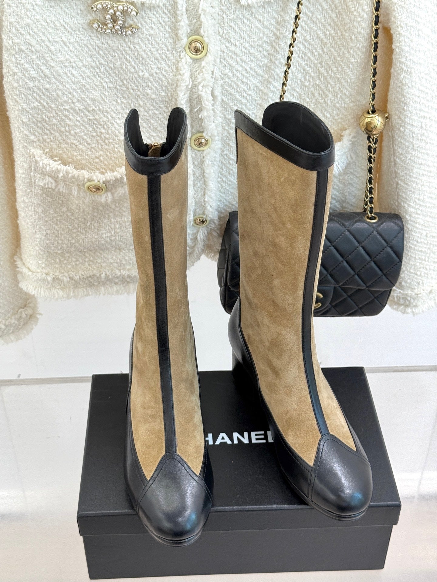 Beige & Black Métiers D’art High Boots