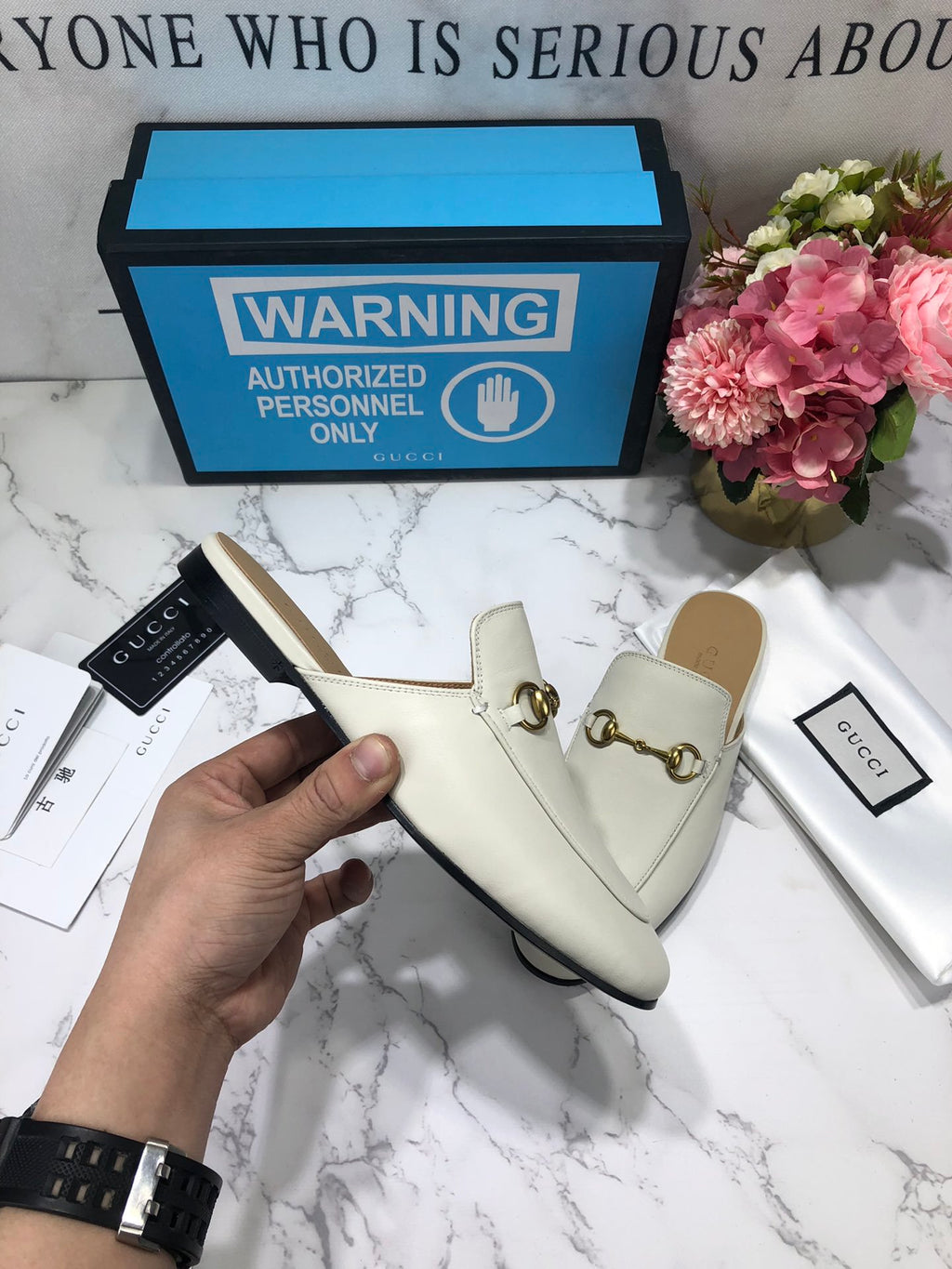 White GP leather slippers