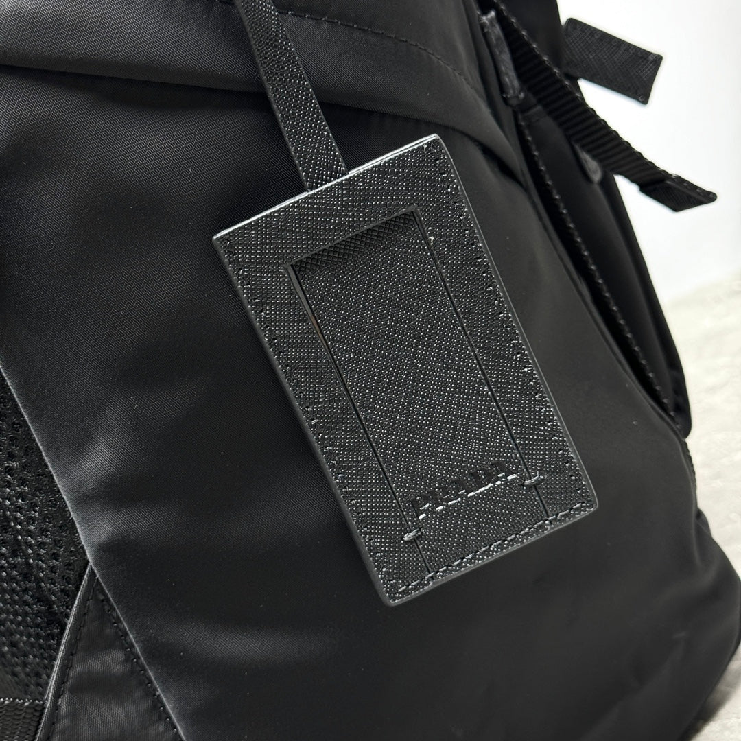 Black Re-Nylon & Leather Backpack