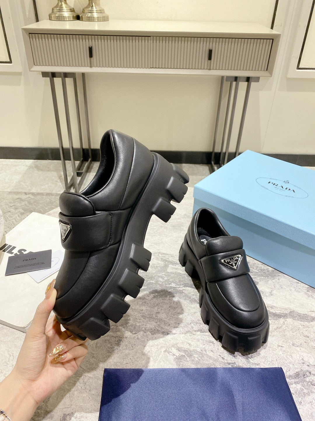 Black Soft Padded Leather Loafers