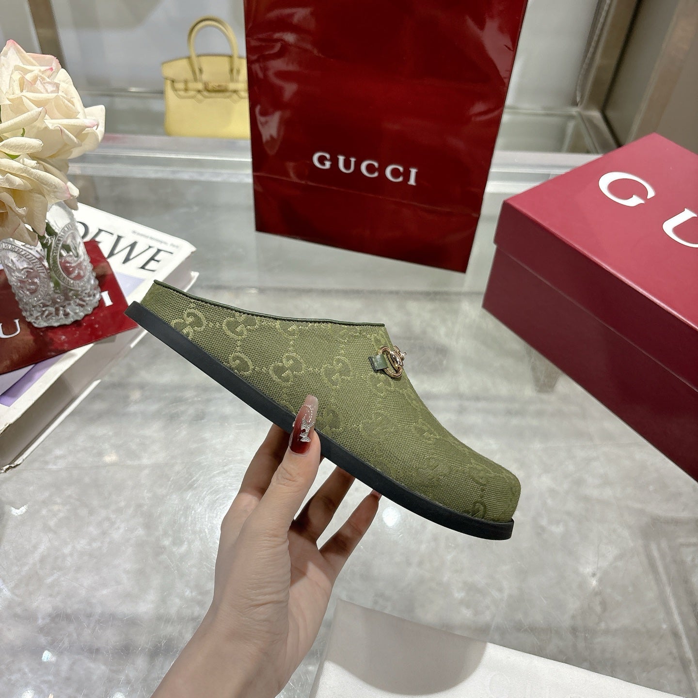 Dark Green Mule With Horsebit