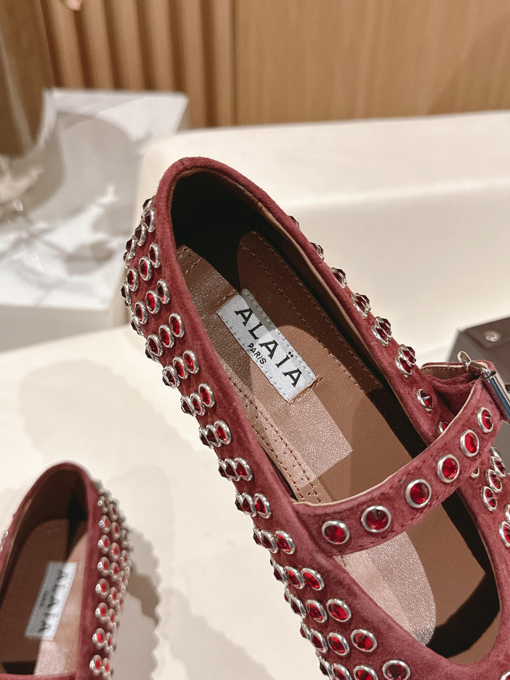 Red Strass Ballet Flats