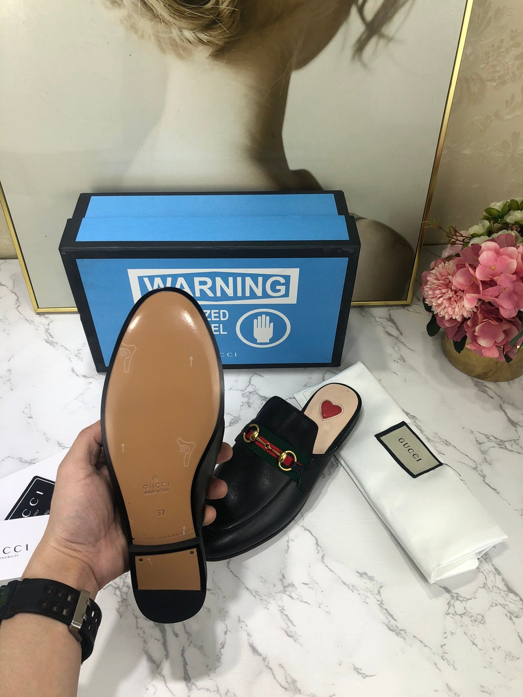 Black leather with tonal piping GP slipper