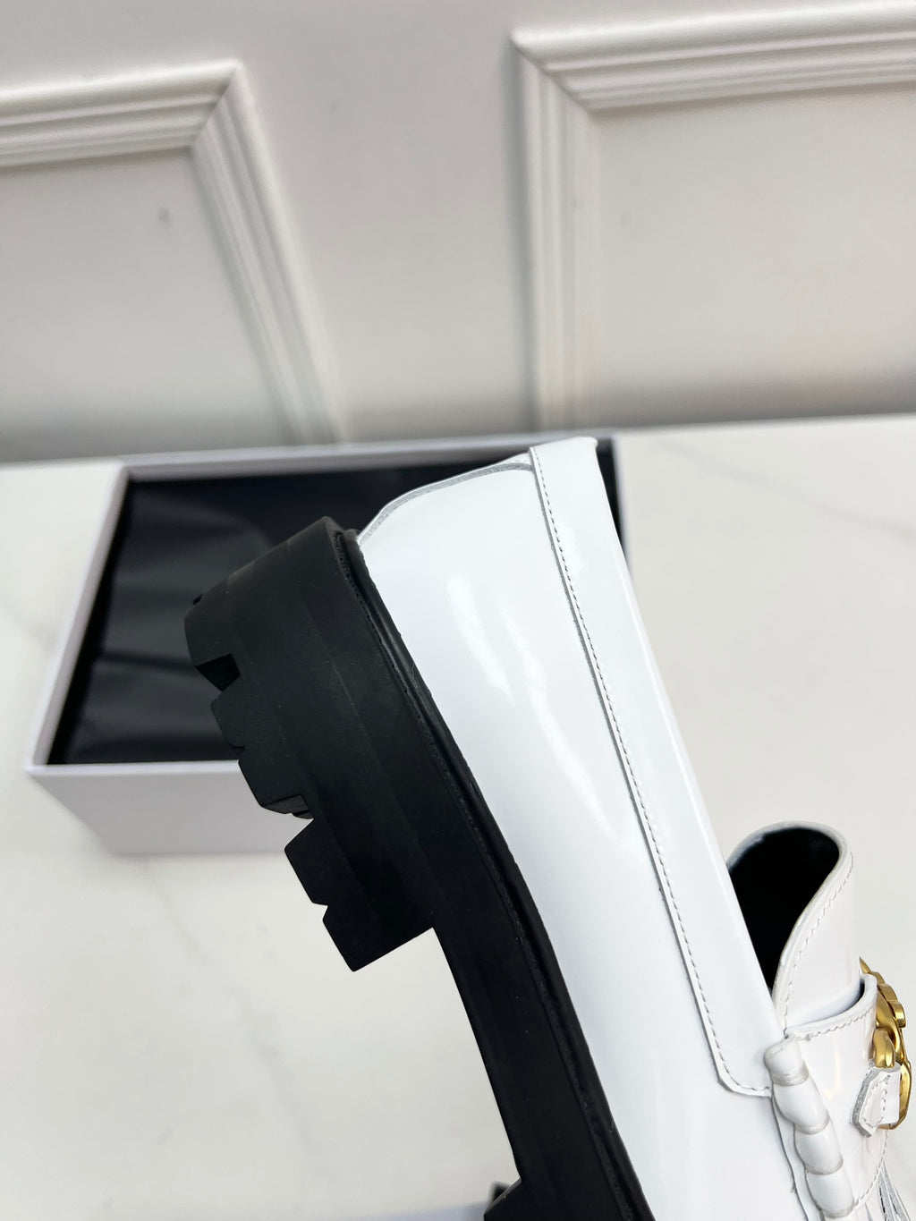 White CM Loafer With Tassels