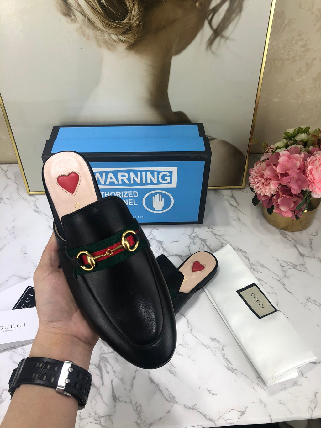 Black leather with tonal piping GP slipper