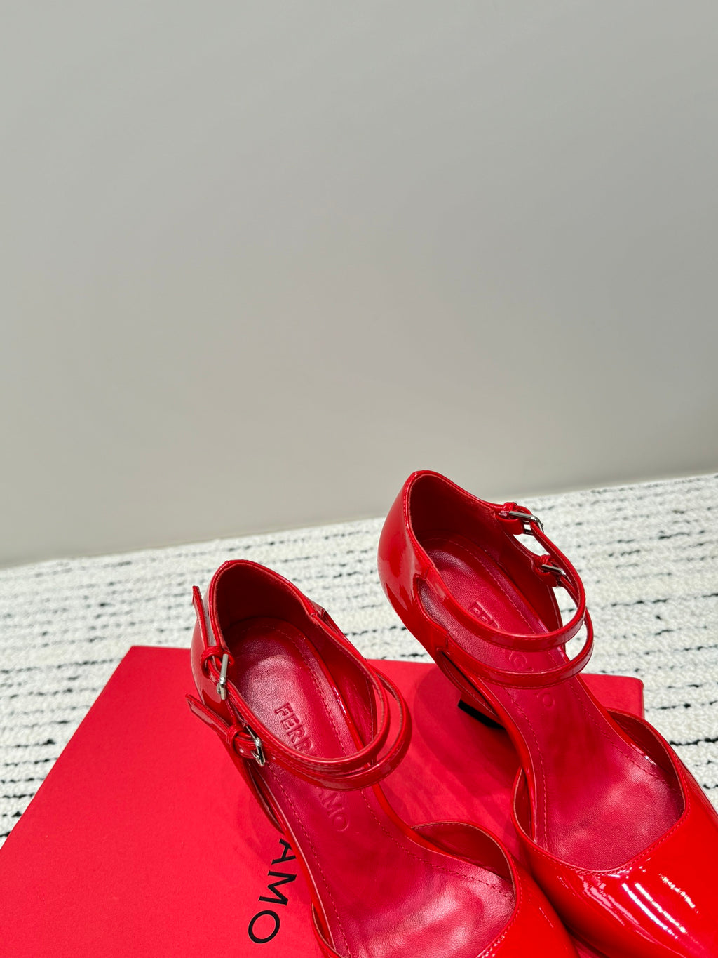 Flame Red Pump With Wedge Heel